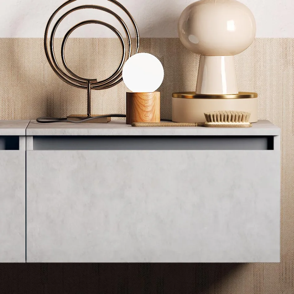 Composição de Casa de Banho com Lavatório, Base Suspensa e Espelho Made in Italy - Dream Viadurini