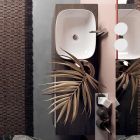 Composição de banheiro com lavatório de cerâmica e espelho Made in Italy - Dream Viadurini