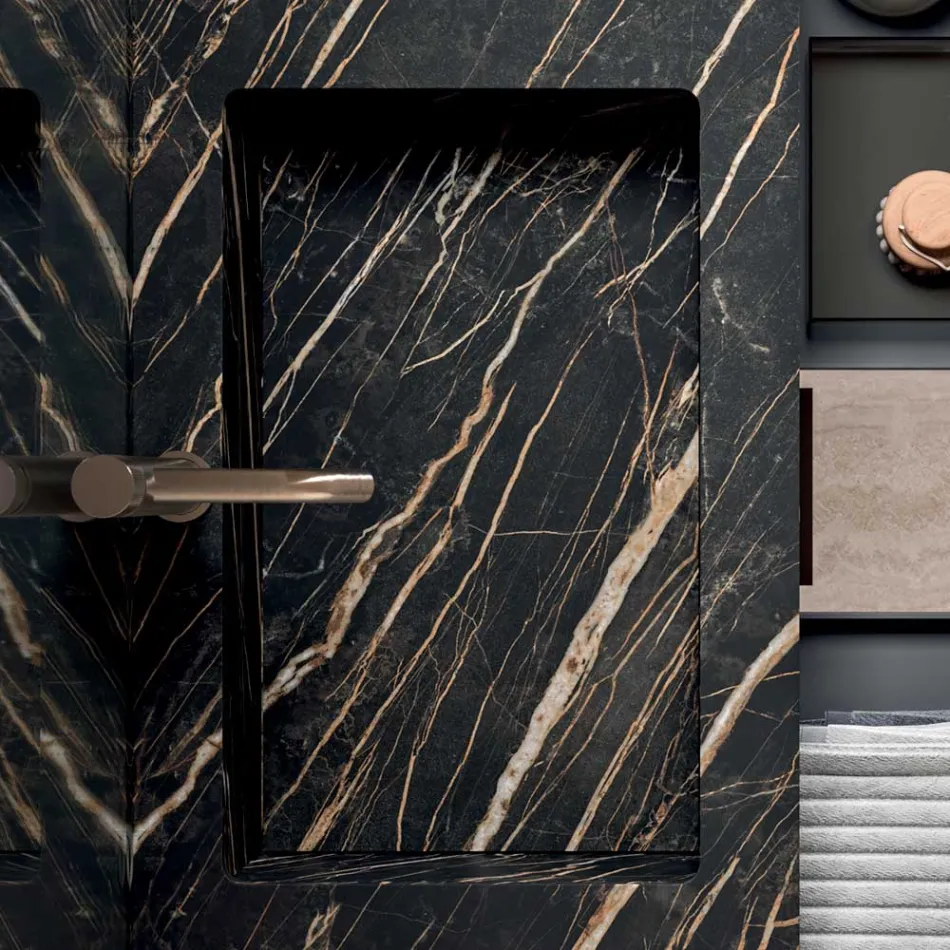 Composição para banheiro com pia Noir Desir Gres - Orione Viadurini