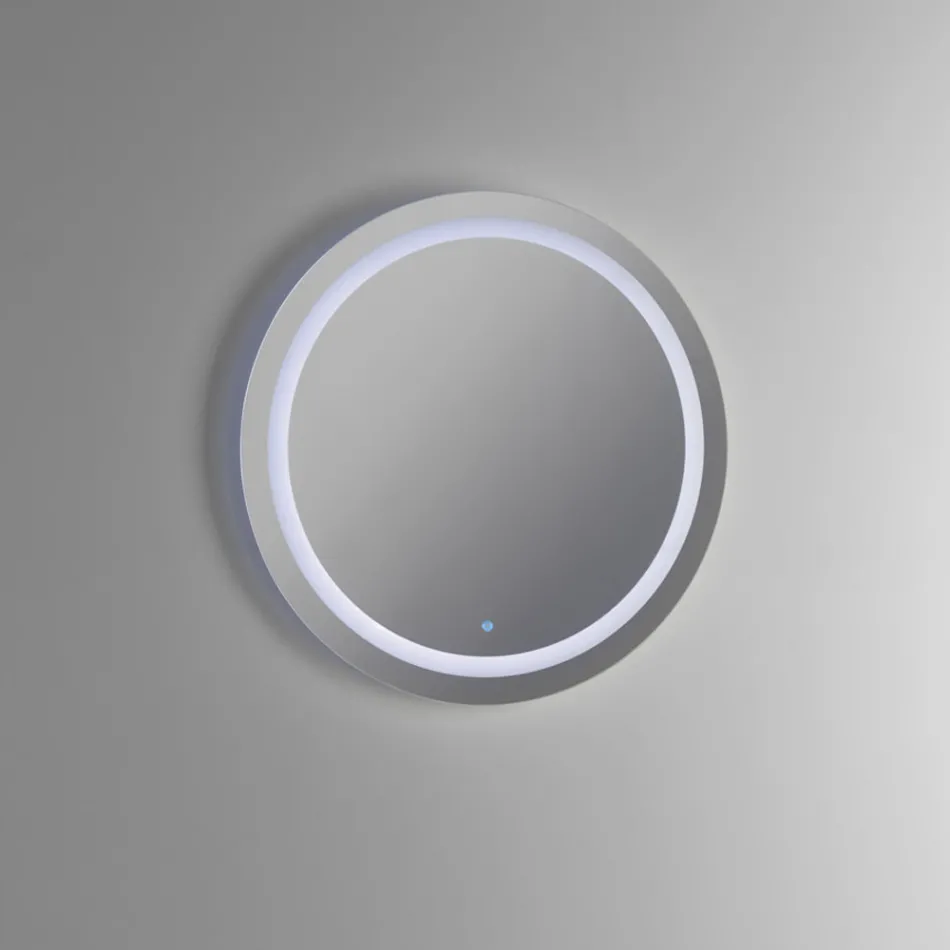 Composição de banheiro com lavatório de resina e espelho Made in Italy - Palom Viadurini