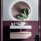 Composição de banheiro com lavatório de resina e espelho Made in Italy - Palom Viadurini