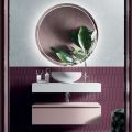 Composição de banheiro com lavatório de resina e espelho Made in Italy - Palom