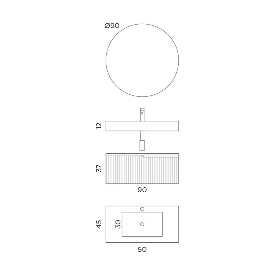 Composição do banheiro com tampo Calacatta HPL Made in Italy - Talassa Viadurini