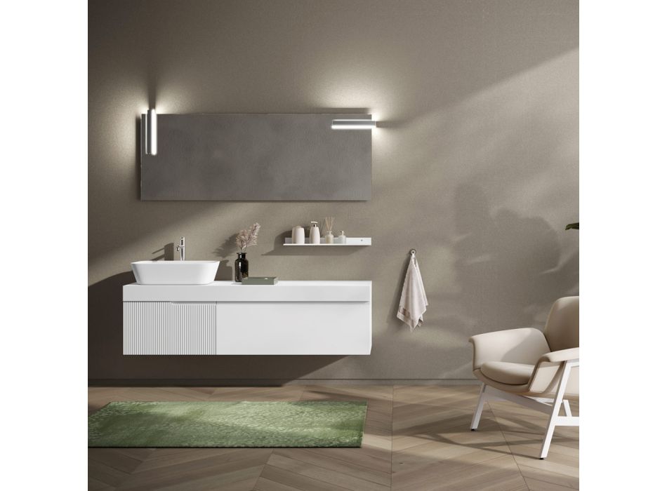 Composição de banheiro com espelho e prateleira Made in Italy - Erebo Viadurini