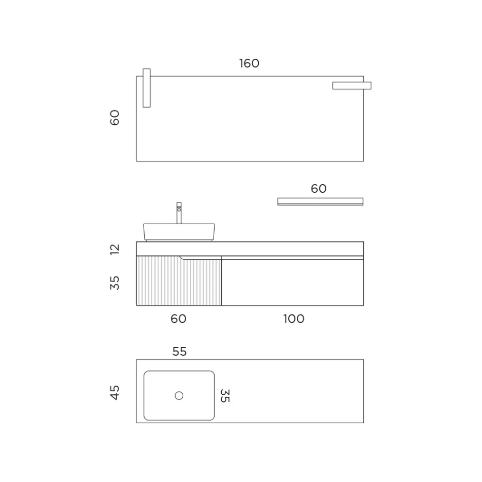 Composição de banheiro com espelho e prateleira Made in Italy - Erebo Viadurini