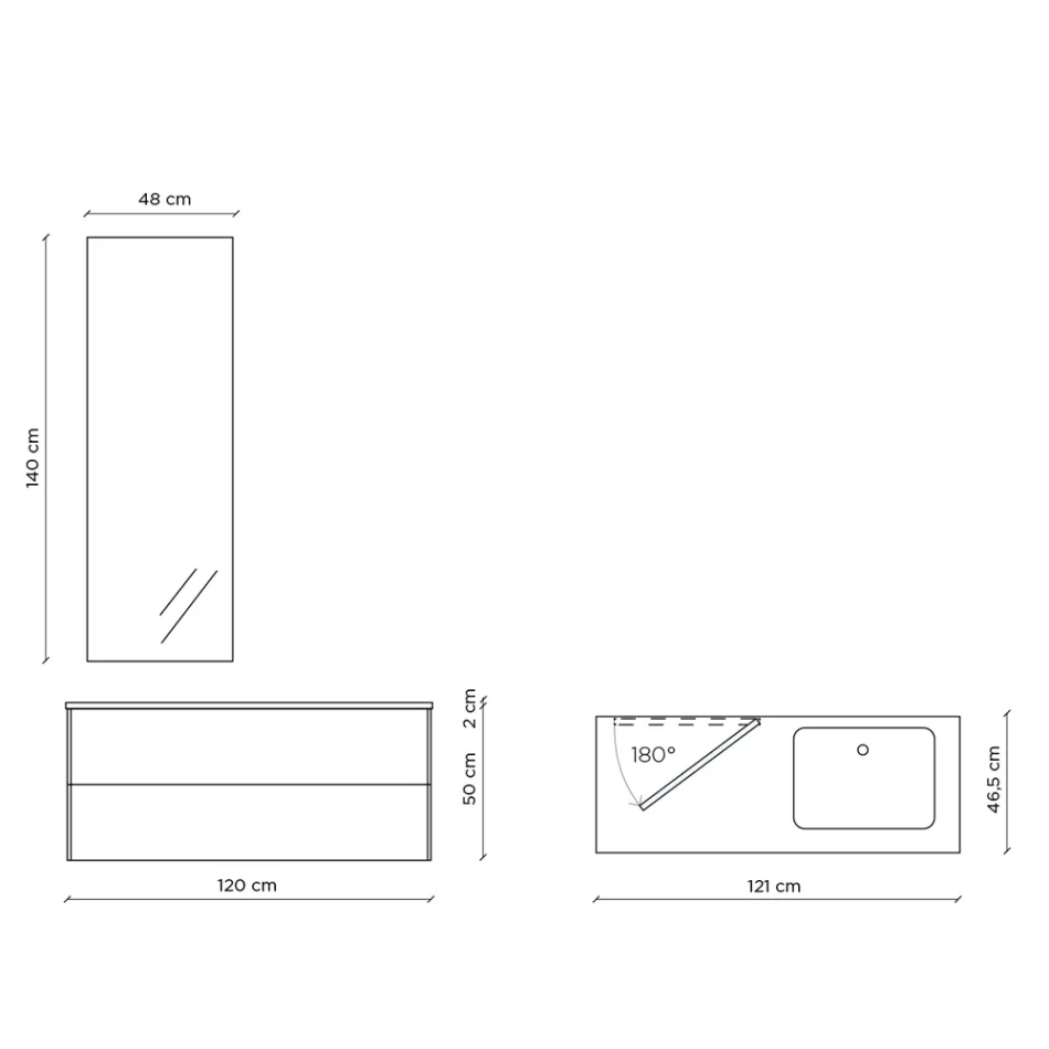 Composição de Banheiro com Espelho Giratório 180°, Base Made in Italy e Lavatório - Kilos Viadurini
