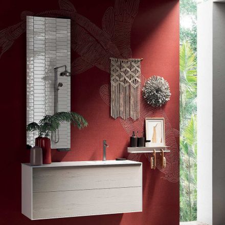 Composição de Banheiro com Espelho Giratório 180°, Base Made in Italy e Lavatório - Kilos Viadurini