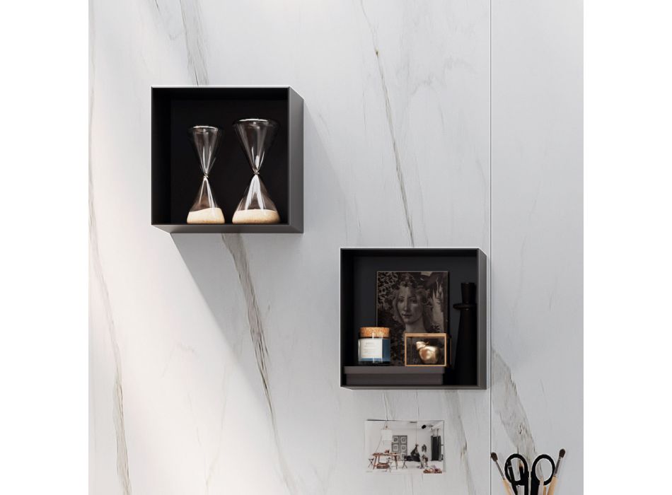 Composição de Banheiro com Espelho, Lavatório Resinado e Base Made in Italy - Palom Viadurini