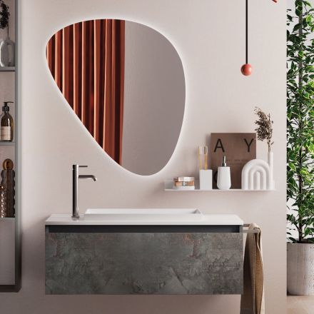 Composição de Banheiro com Espelho Moderno, Base Made in Italy e Lavatório - Dream Viadurini