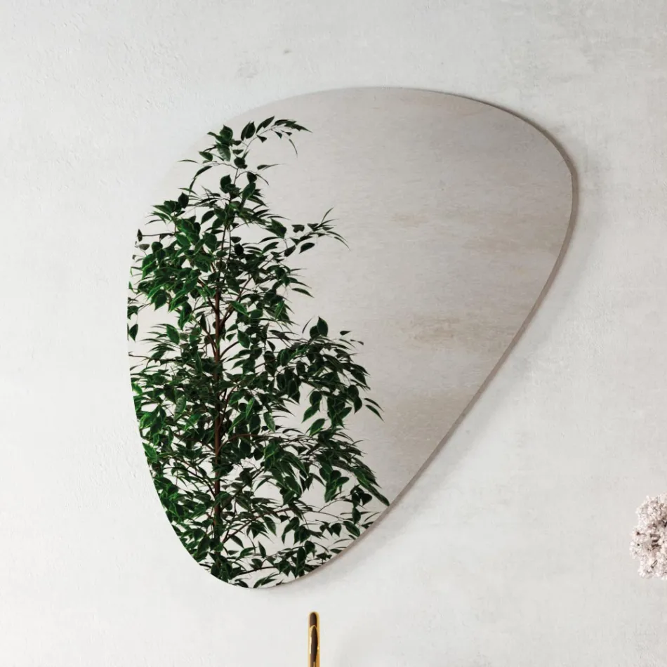 Composição de banheiro com espelho moderno e lavatório de console fabricado na Itália - Palom Viadurini