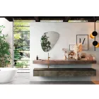 Composição de banheiro com espelho moderno e lavatório de console fabricado na Itália - Palom Viadurini