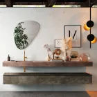 Composição de banheiro com espelho moderno e lavatório de console fabricado na Itália - Palom Viadurini