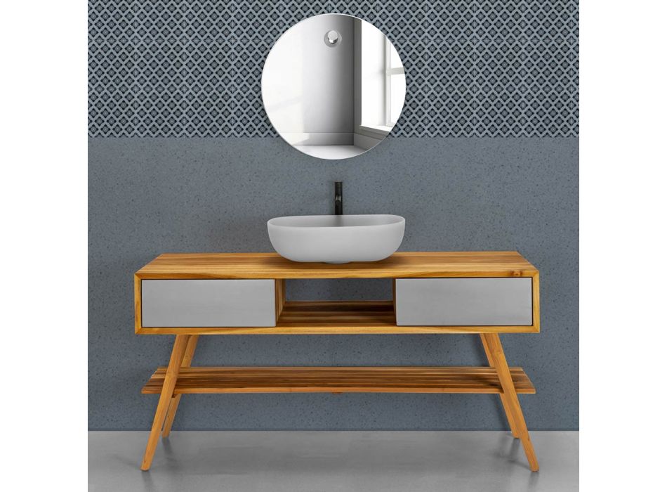 Composição de banheiro de design cinza completa com acessórios esmaltados - Georges Viadurini