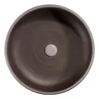 Composição de banheiro cinza com espelho redondo e vários acessórios - Maryse Viadurini