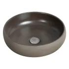 Composição de banheiro cinza com espelho redondo e vários acessórios - Maryse Viadurini