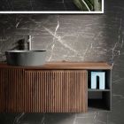 Composição do banheiro em carvalho com nervuras e compartimento aberto Made in Italy - Febe Viadurini