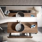 Composição do banheiro em carvalho com nervuras e compartimento aberto Made in Italy - Febe Viadurini
