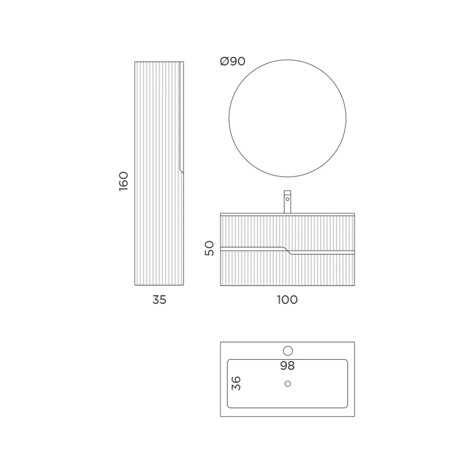 Composição de Banheiro em Carvalho Rio Cannettato Made in Italy - Afrodite Viadurini