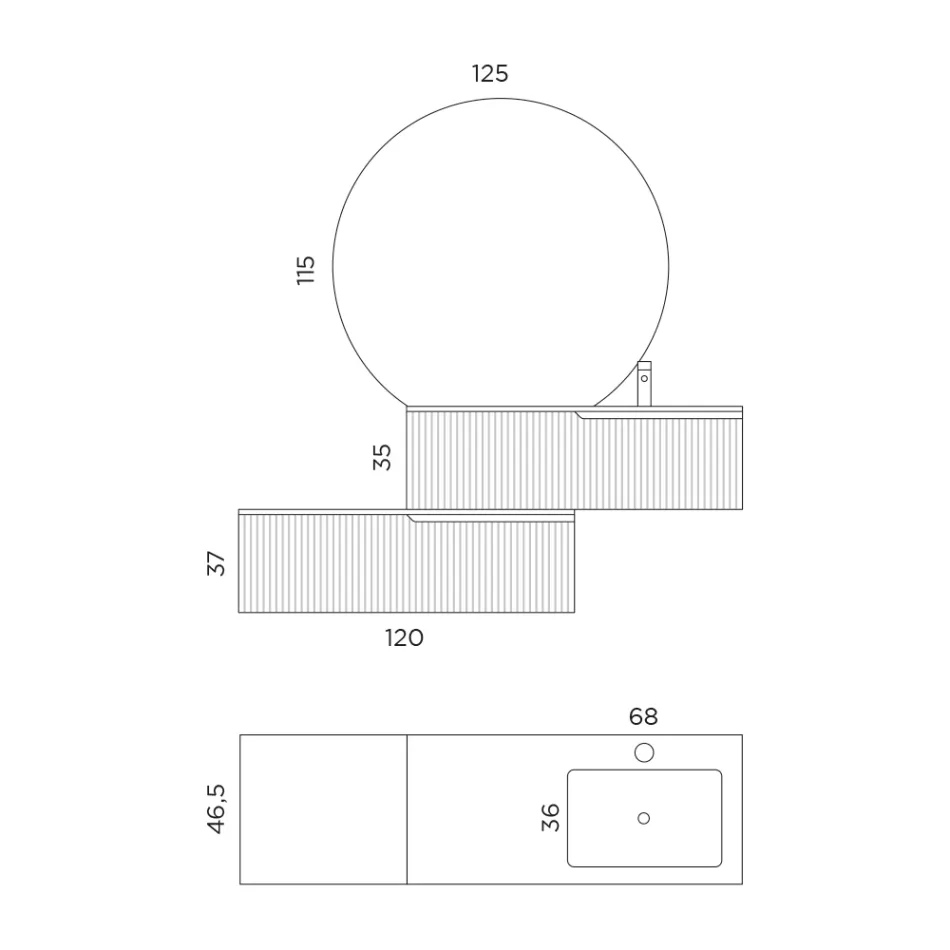 Composição do banheiro em Rio Oak e Cannettati Grey Made in Italy - Chrono Viadurini