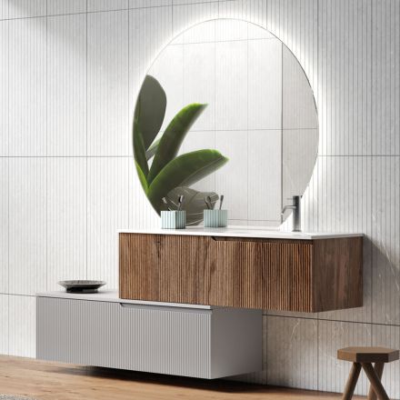 Composição do banheiro em Rio Oak e Cannettati Grey Made in Italy - Chrono Viadurini