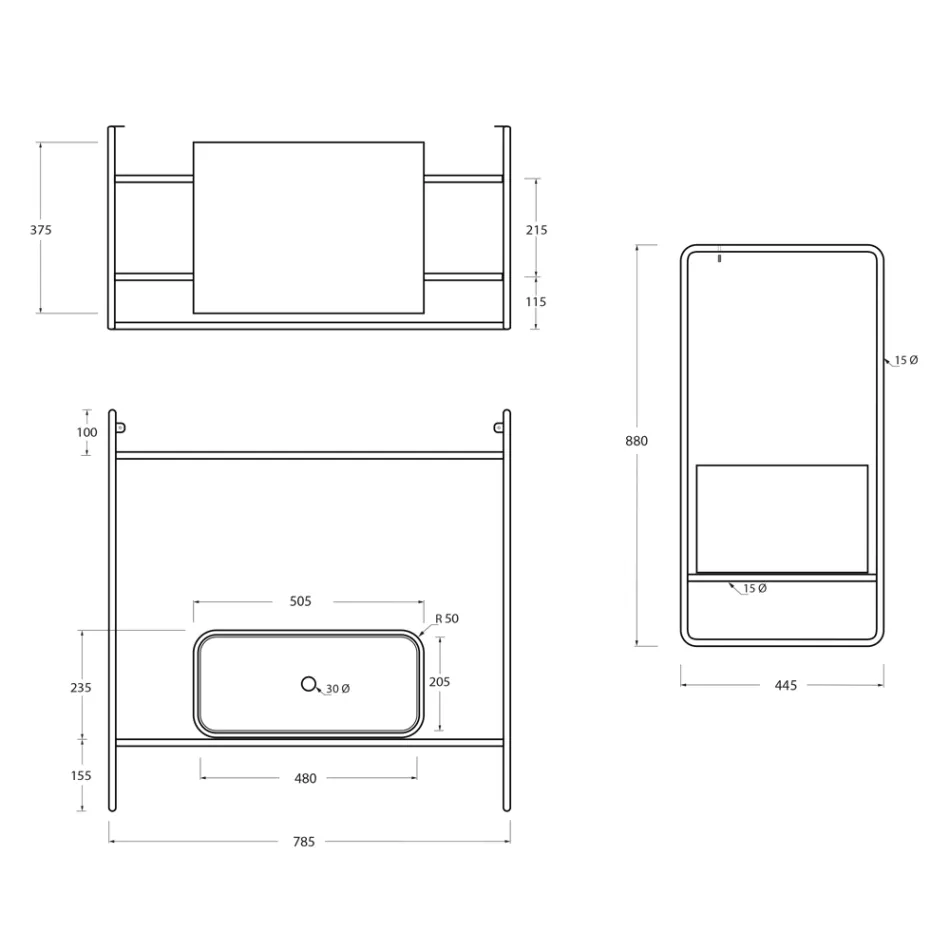 Composição de banheiro em cerâmica e espelho feito na Itália - Chantal Viadurini