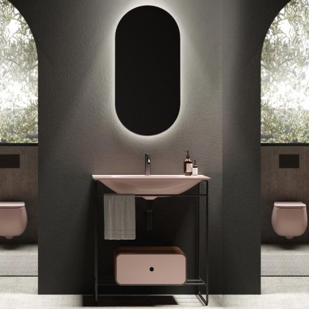 Composição de banheiro em cerâmica e espelho feito na Itália - Chantal Viadurini