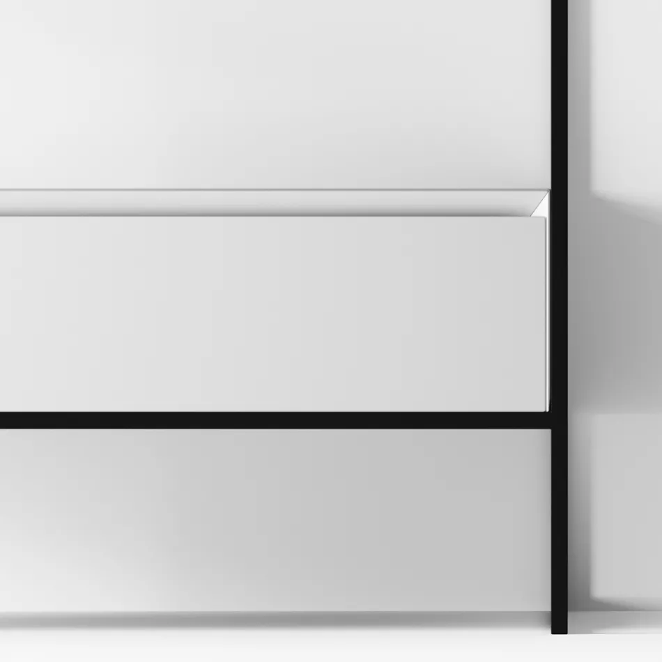 Composição de banheiro em cerâmica e espelho feito na Itália - Hoscar Viadurini