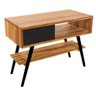 Composição de banheiro preto com armário de teca e acessórios de qualidade - Sylviane Viadurini