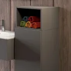 Composição de banheiro suspenso em fenix cinza fumê fabricado na Itália, Nápoles Viadurini