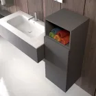 Composição de banheiro suspenso em fenix cinza fumê fabricado na Itália, Nápoles Viadurini