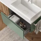 Composição de banheiro verde sálvia e carvalho cannettato fabricado na Itália - Urano Viadurini