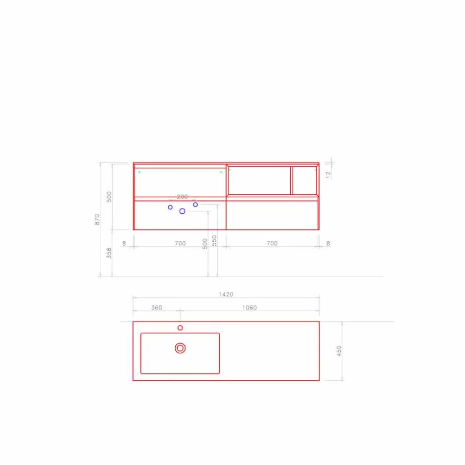 Composição de móveis de banheiro, design moderno e suspenso feito na Itália - Callisi8 Viadurini