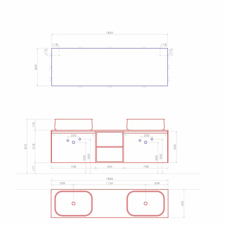 Composição de banheiro com suspensão de design moderno feita na Itália - Callisi 14 Viadurini