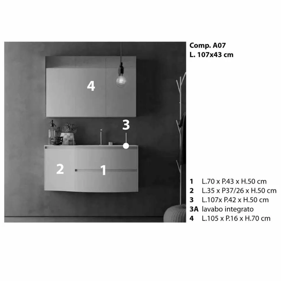 Composição de banheiro moderna e suspensa Made in Italy Design - Callisi 7 Viadurini