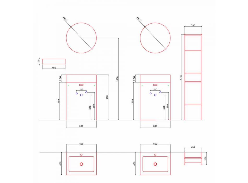 Composição do piso de móveis de banheiro de design moderno - Farart10 Viadurini
