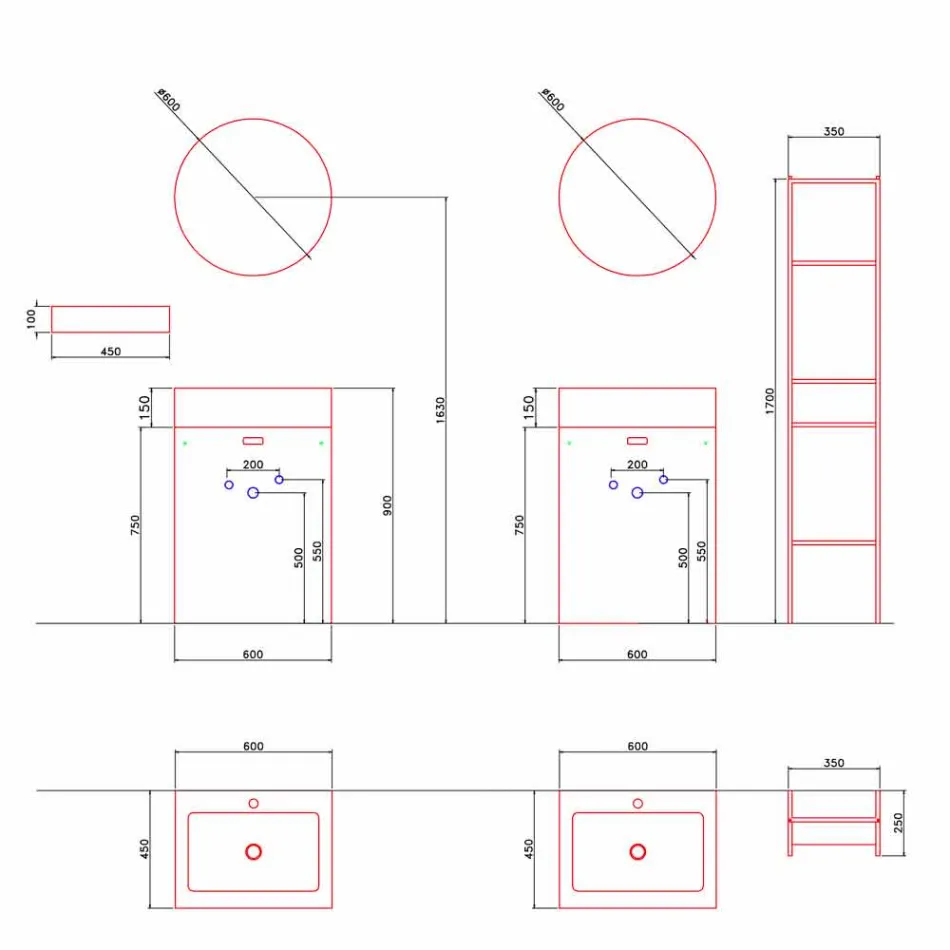 Composição do piso de móveis de banheiro de design moderno - Farart10 Viadurini