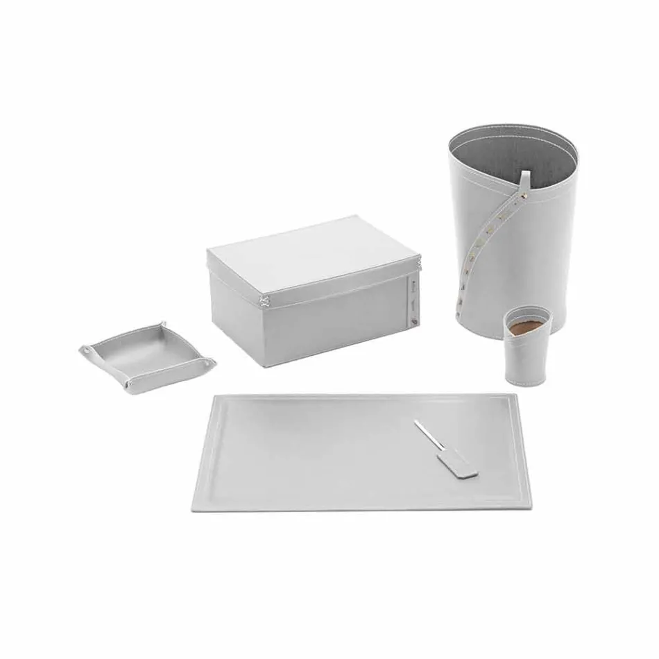 Composição do escritório de design moderno em couro fabricado na Itália - Andrea Viadurini