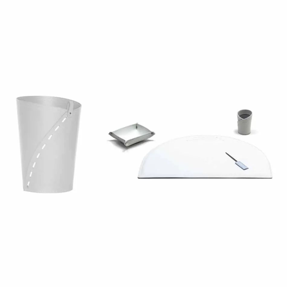 Composição moderna de escritório em couro regenerado fabricada na Itália - Meduna Viadurini