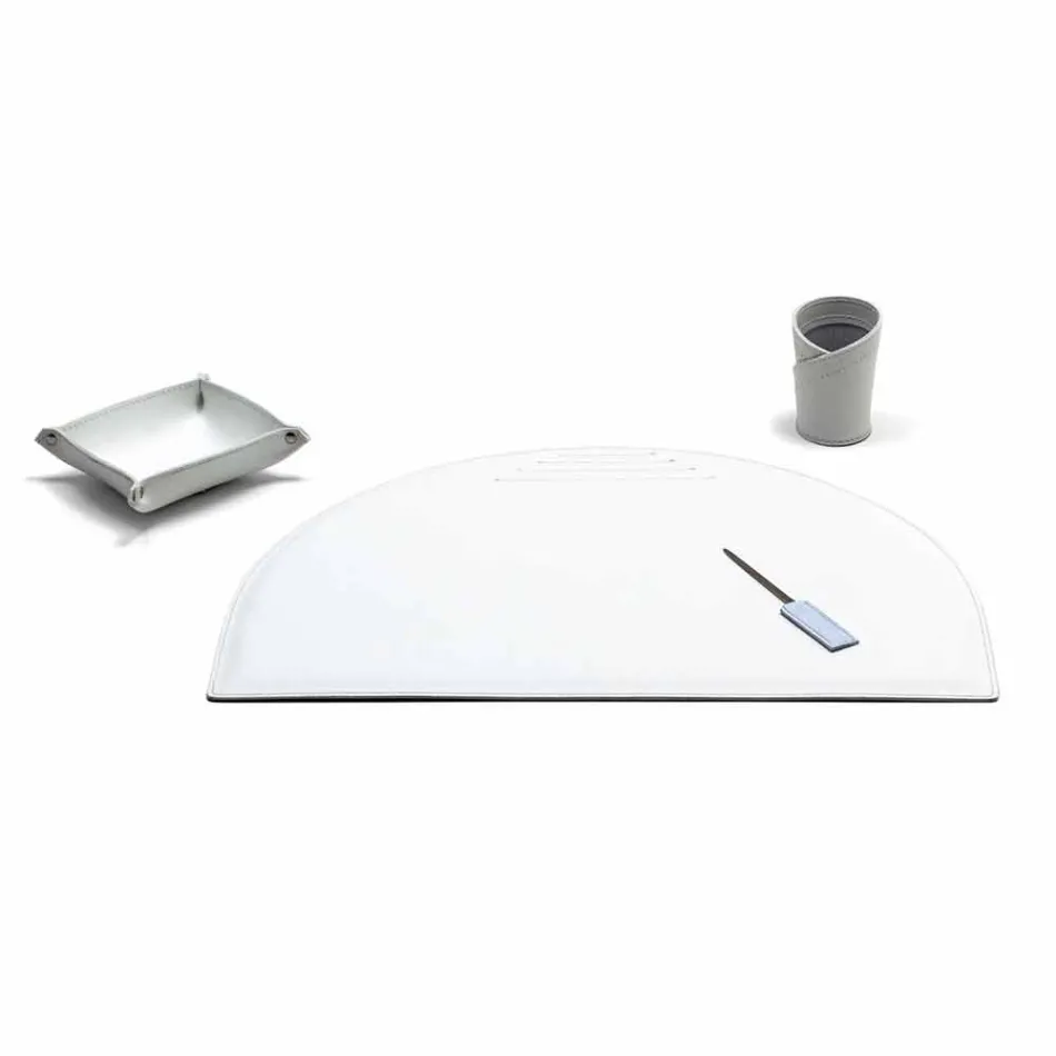 Composição moderna de escritório em couro regenerado fabricada na Itália - Meduna Viadurini