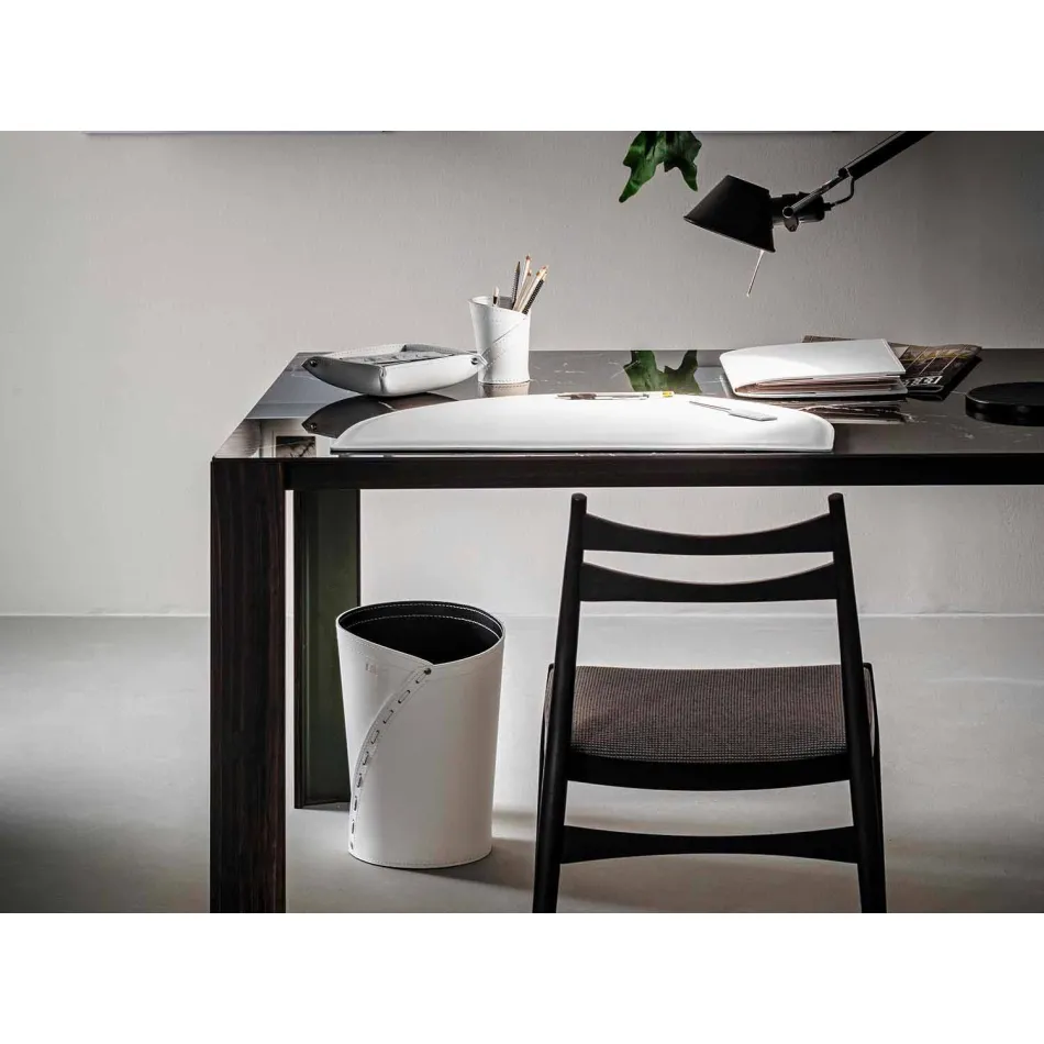 Composição moderna de escritório em couro regenerado fabricada na Itália - Meduna Viadurini