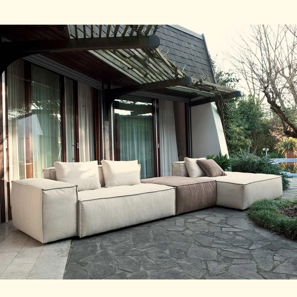 Composição de 1 Pufe com Encosto, 1 Pufe e 1 Península - Bizarro Viadurini