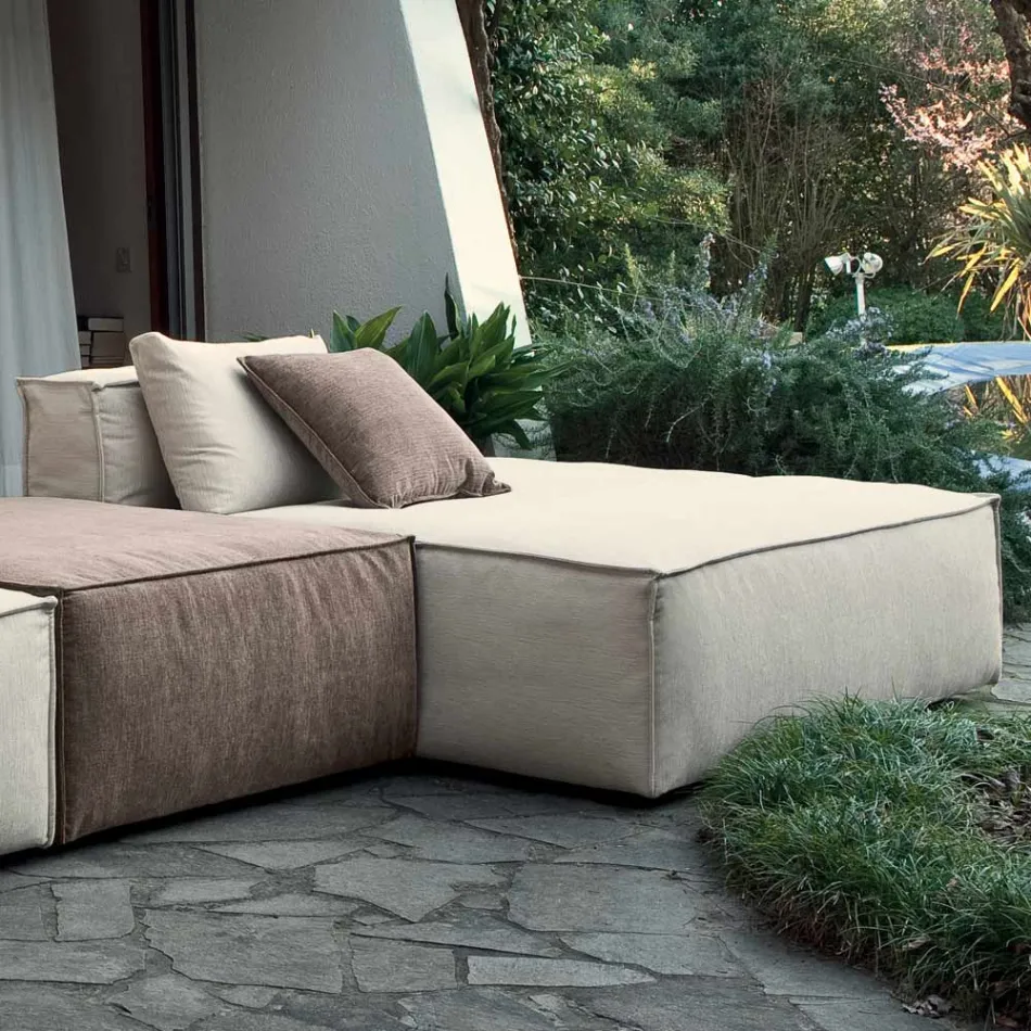 Composição de 1 Pufe com Encosto, 1 Pufe e 1 Península - Bizarro Viadurini