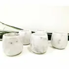 Composição de 2 Copos em Mármore Carrara Branco Made in Italy - Dolla Viadurini