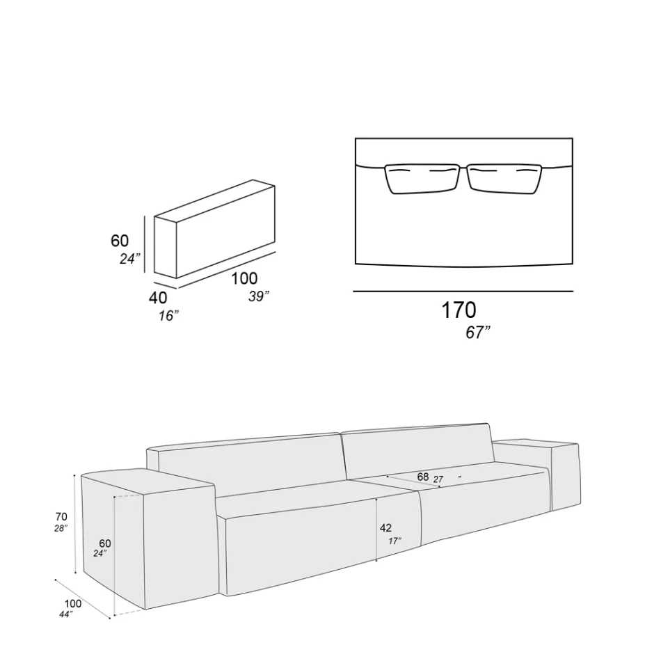Composição de 2 Sofás com Encosto e 2 Apoios de Braços - Bizarro Viadurini