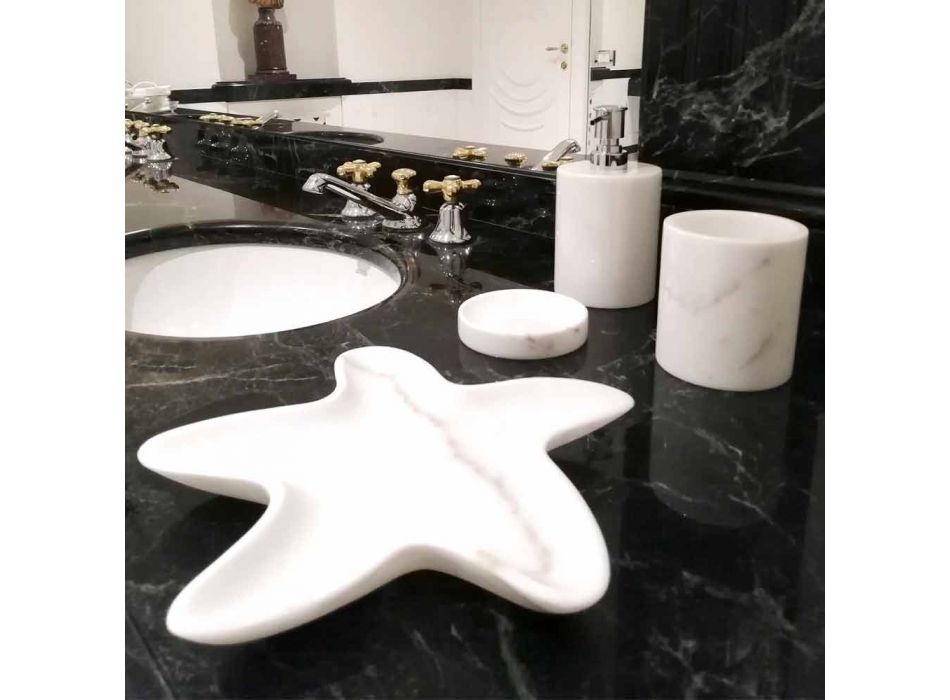 Composição de 3 Acessórios de Banheiro em Mármore Polido Made in Italy - Trevio Viadurini