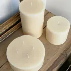 Composição de 3 velas redondas modernas de cera fabricadas na Itália - Candie Viadurini