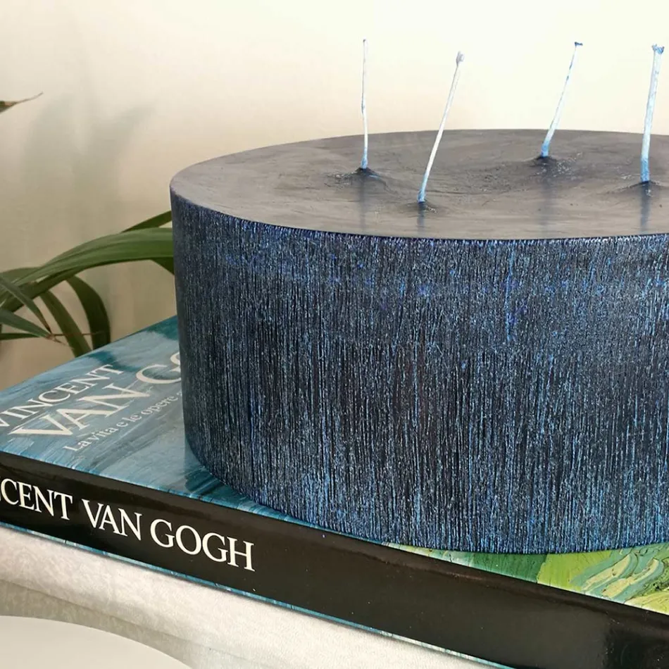 Composição de 3 velas redondas modernas de cera fabricadas na Itália - Candie Viadurini