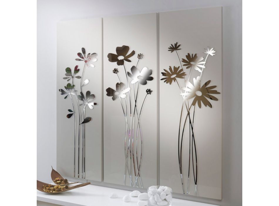 Composição de 3 Painéis Representando 3 Buquês de Flores Made in Italy - Colleen Viadurini