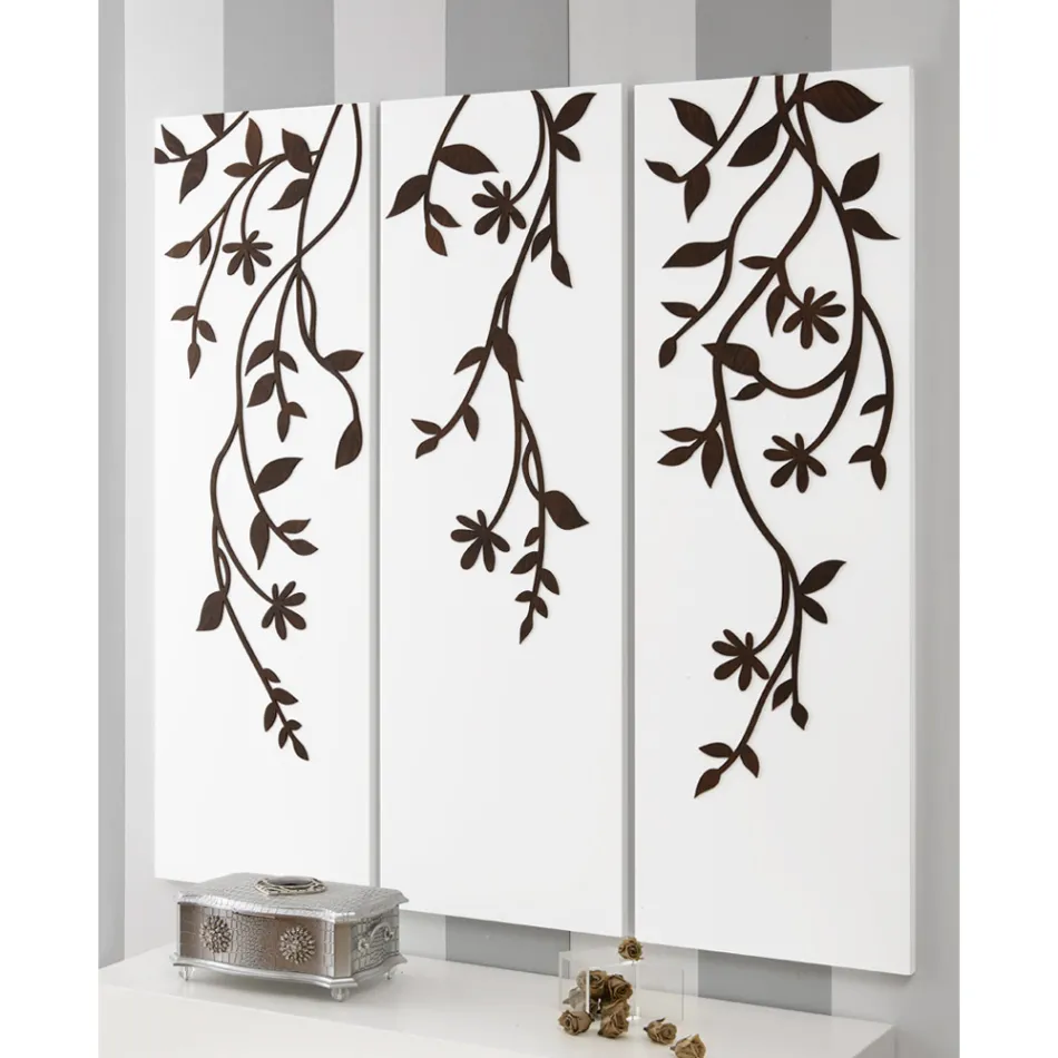 Composição de 3 Painéis Representando 3 Ramos e Folhas Made in Italy - Barney Viadurini