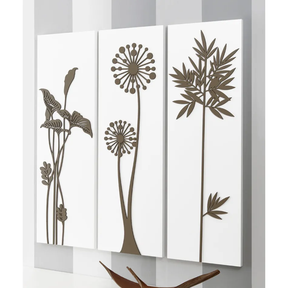 Composição de 3 Painéis Representando Chuveiros e Folhas Made in Italy - Eduardo Viadurini